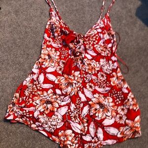 Red floral romper boutique